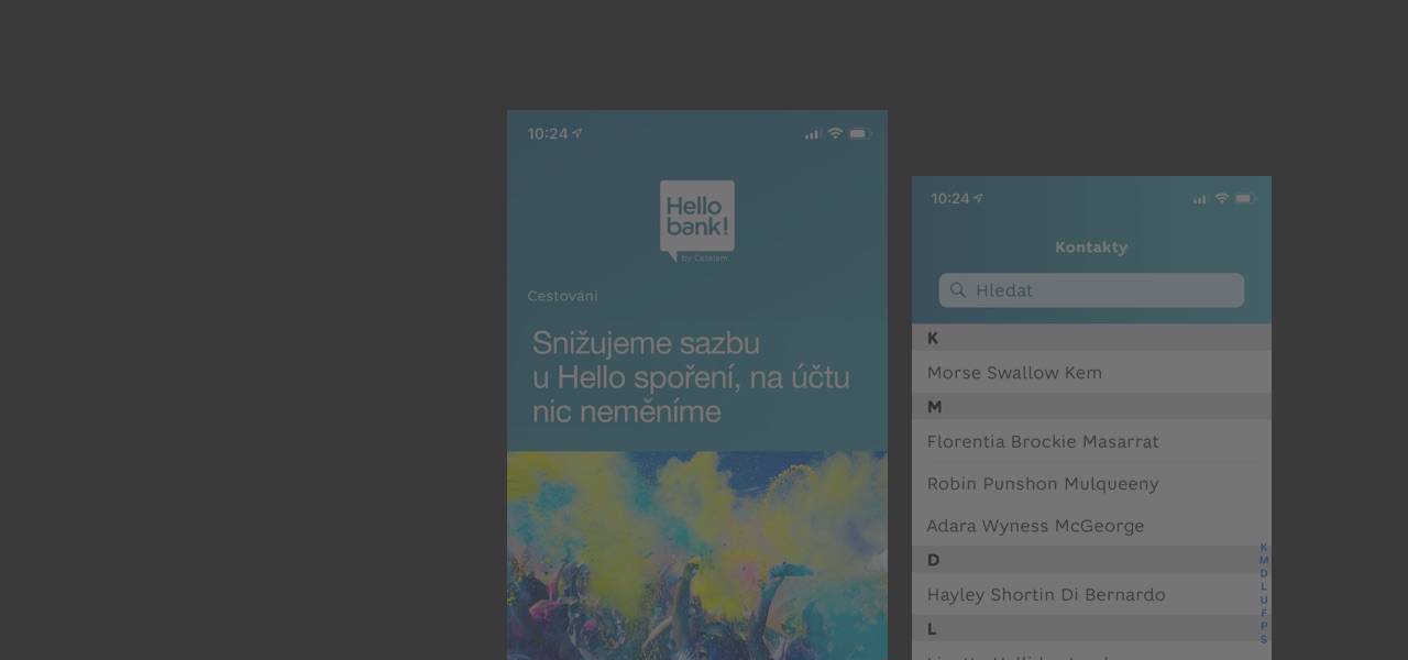 Ilustrační obrázek s textem - Hello bank intranet pro iOS  